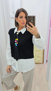 CAMICIA+GILET+CRAVATTA  NERO